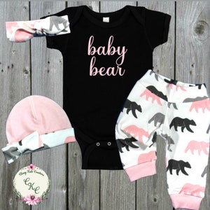 Baby Bear Newborn girl coming home outfit/baby girl newborn set/ baby girl outfit/ infant/toddler pant set