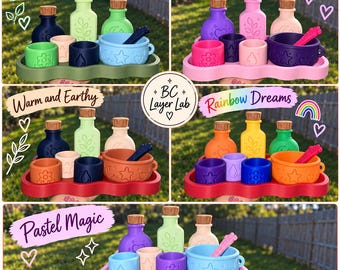 Set di pozioni per bambini stampato in 3D / Kit sensoriale per il gioco di ruolo di maghi e streghe.