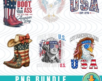4th of July Bundle Png, We'll Put A Boot In Your Ass, They Hate US Cuz They Ain't US Png, Retro Patriotic US Flag Sublimation Clipart