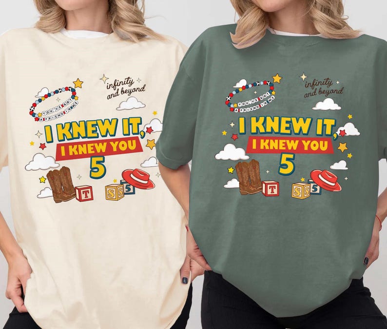 Couleurs confortables T-shirt Je le savais, Je vous connaissais, T-shirt Vous avez un ami en moi Toy Story 5, Disneyland Pixar Toy Story 5, T-shirt musique image 2