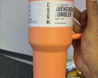 Peach Orange Stanley Quencher Tumbler | 40oz Insulated Travel Mug