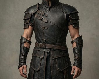 Armadura de cuero para hombre, cosplay, disfraz de guerrero medieval, coraza para LARP