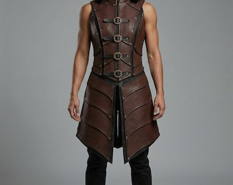 Chaleco de armadura de guerrero de cuero / Túnica de cosplay medieval renacentista personalizada