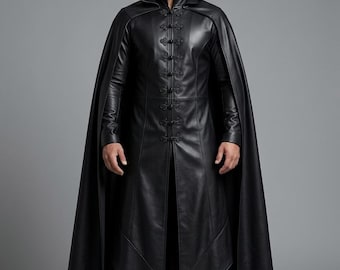Capa de cosplay de Batman para hombre, gabardina gótica de cuero, disfraz de caballero medieval