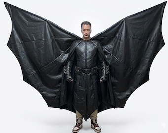 Capa gótica de alas de murciélago de piel sintética, accesorio de disfraz de Caballero Oscuro para cosplay