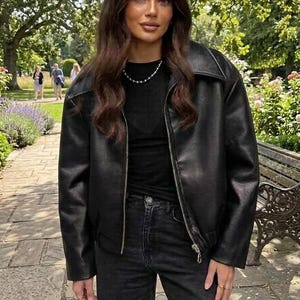 90s Leather Bomber - Etsy