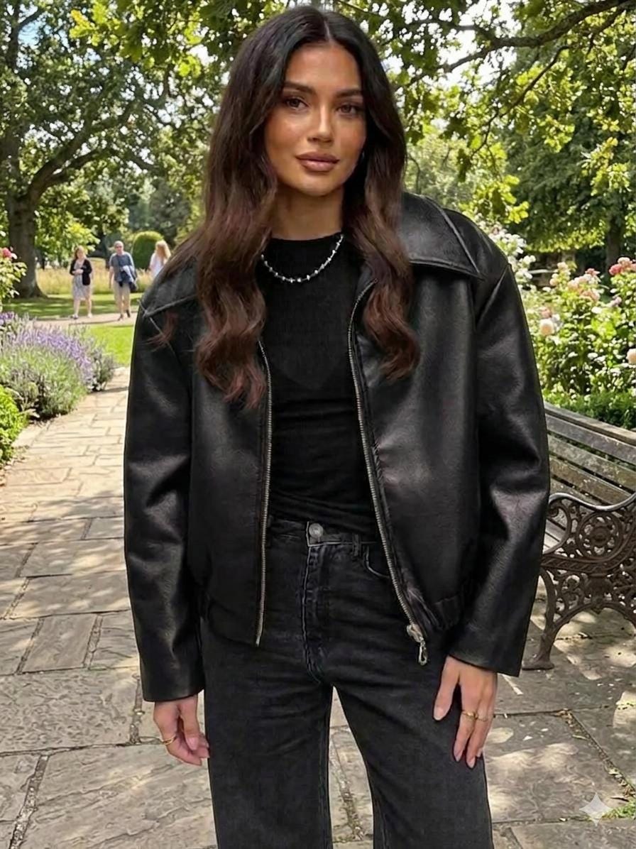 90s Leather Bomber - Etsy