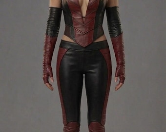 Disfraz de Bruja Escarlata / Traje de Wanda Maximoff de cuero hecho a medida