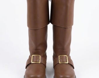 Botas pirata marrones para hombre, zapatos de cosplay renacentistas, equipo para disfraz de caballero medieval