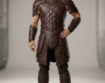 Armadura de cuero para hombre, cosplay, disfraz vikingo medieval, chaleco de armadura de escamas para LARP