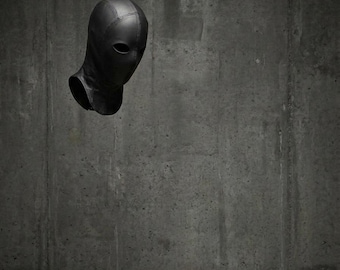 Pasamontañas de cuero para hombre, capucha táctica para cosplay, máscara facial gótica negra