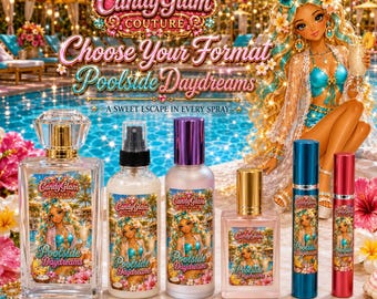 Mgiełka do ciała Poolside Daydreams marki CandyGlam | Olejek do opalania o zapachu kokosa, banan, ręczniki kąpielowe, perfumy o zapachu kandyzowanych kwiatów