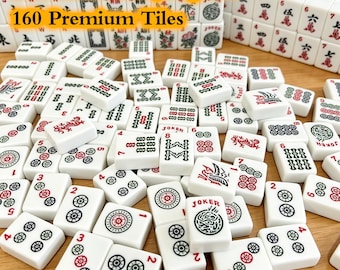 American Mahjong Set - 160 Premium Tiles,Complete with Jokers, Durable for Family Game Nights & Parties