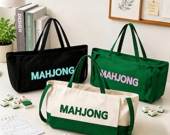 Oversized American Mahjong Storage Tote Bag,MAHJONG Carry Bag,Portable Travel Storage Bag for Mahjong Tiles,Racks,Table Mat,MahjongLoverGift