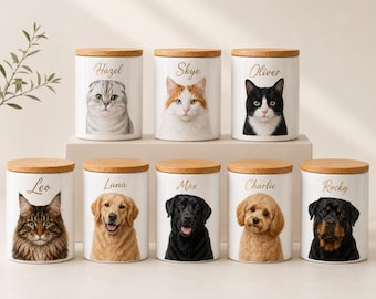 Custom Ceramic Pet Urn, Hand-Painted Portrait Memorial Ashes Container