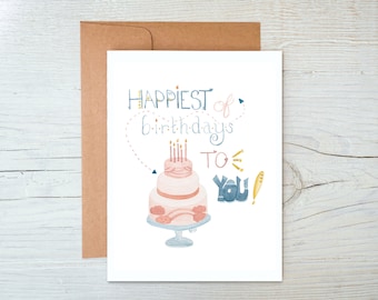 Happy Birthday Card-Watercolor Card Print-Send Some Birthday LOVE!