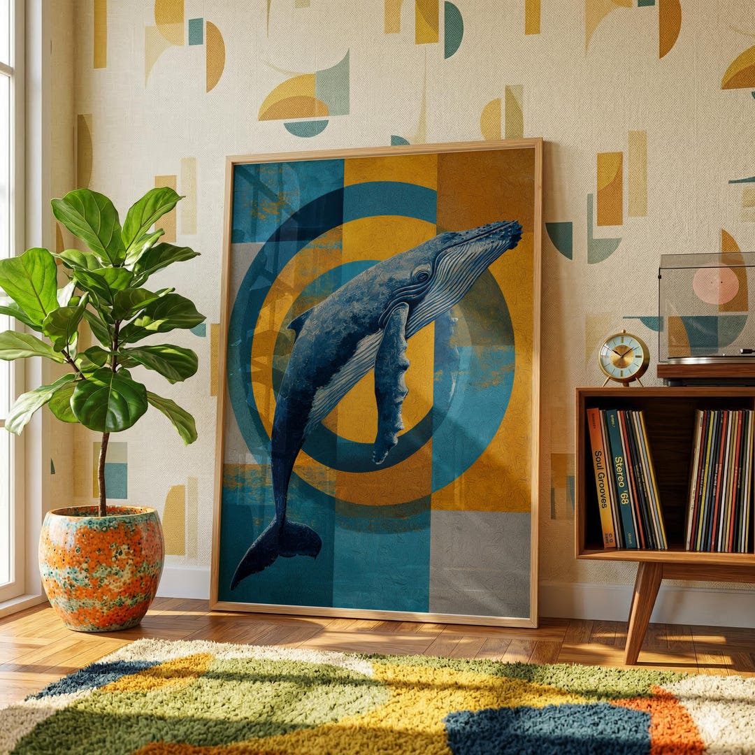 Humpback Whale Art Print Wall Art Abstract Whale Painting Coastal Decor ...