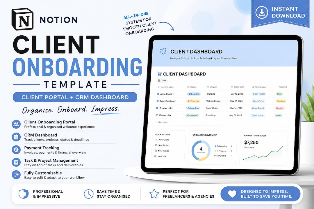 Notion Client Onboarding Template | Client Portal CRM Dashboard ...