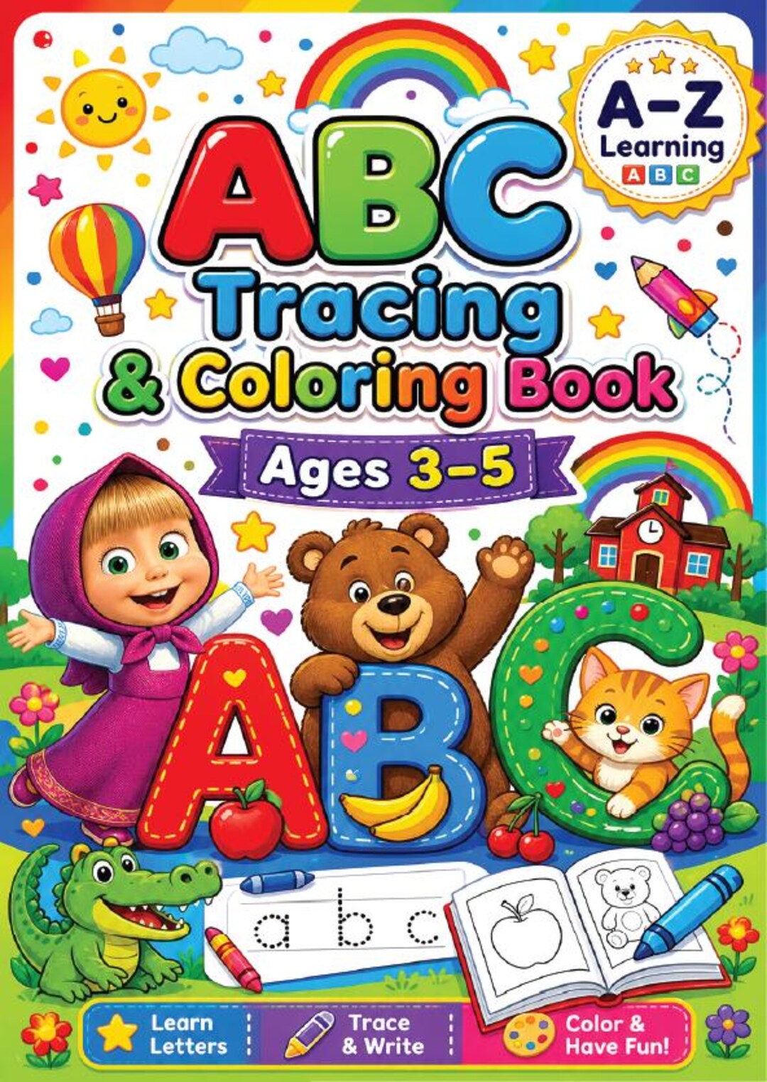 ABC Tracing Coloring Book for Preschoolers Ages 3-5 | Alphabet Activity ...