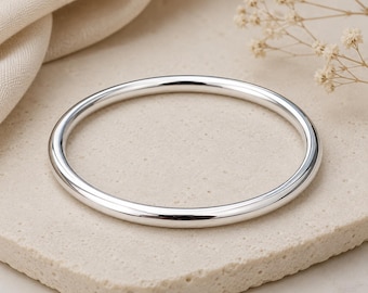 Brazalete indio hecho a mano de plata de ley 925: Pulsera minimalista apilable