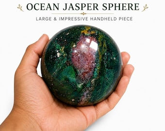 100mm Ocean Jasper Druzy Sphere, Natural Crystal Ball, Healing Meditation Stone