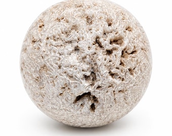Natural Scolecite Sphere, 75mm White Crystal Ball, Ocean Fossil Collector Stone, Coastal Decor