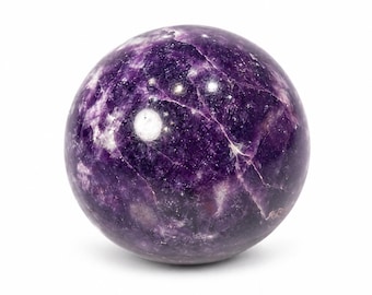 Natural Lepidolite Crystal Sphere | Polished Purple Gemstone Ball, 80mm Diameter