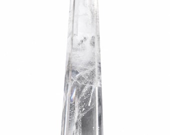 Natural Clear Quartz Tower Crystal Point | Four-Sided Generator Obelisk for Meditation Decor