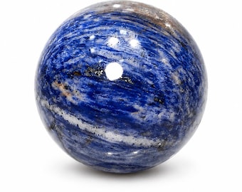 Natural Sodalite Sphere, 65mm Blue Crystal Ball, Polished Gemstone, Meditation Decor