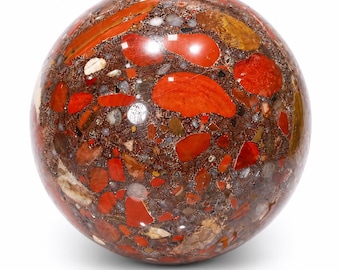 Large Red Brecciated Jasper Sphere | Polished Crystal Ball, Home Decor, Collector Stone
