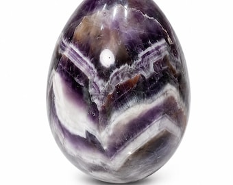 Huevo de cristal de amatista con diseño de chevrón / Piedra de amatista de ensueño / Cristal curativo natural / Regalo de Reiki / Decoración espiritual / El huevo que se muestra es exactamente el que aparece en la imagen.