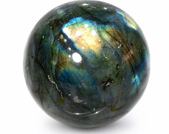 AAA Labradorite Sphere, Intense Blue Flash Crystal Ball, Natural Healing Stone Decor