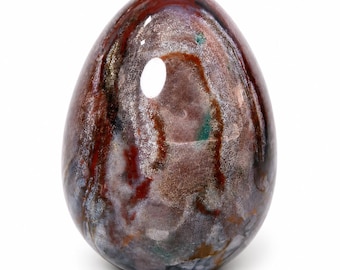 Natural Ocean Jasper Crystal Egg, Polished Gemstone Display, Healing Meditation Decor