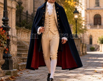 George Washington Wool Uniform | 1770s Revolutionary War Military Jacket | 18th Century Reenactment Cosplay Costume
