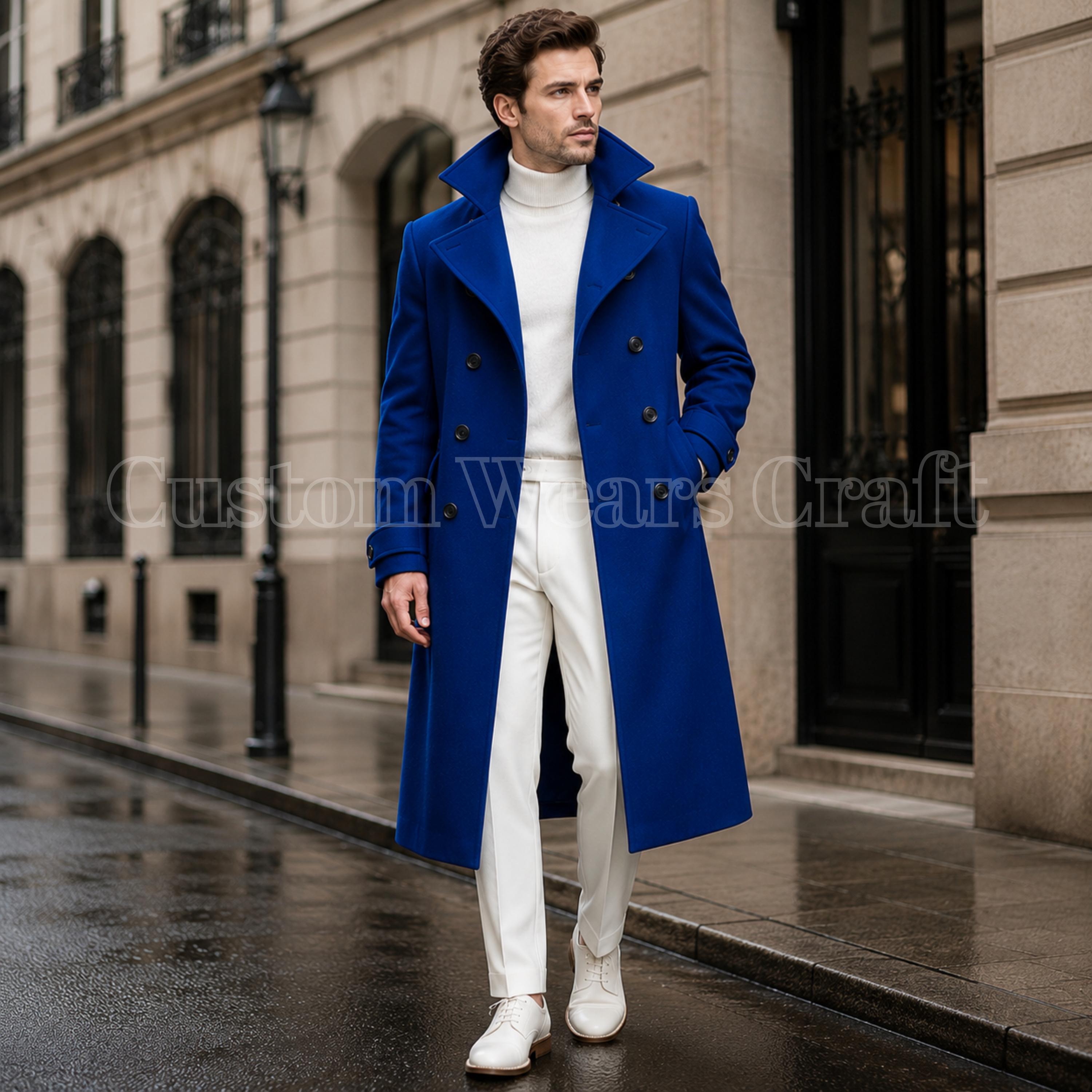 Overcoat Peak Lapel Men - Etsy