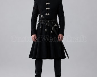 Daemon Targaryen Inspired Coat | Men's Black Fantasy Coat | Medieval Military Coat | House of Dragon Cosplay Jacket | Gothic Wool Overcoat