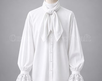 Men’s Regency Cotton Shirt & Cravat Set | Georgian 18th Century Historical Costume | Period Wedding Reenactment Gentleman Shirt, Custom made