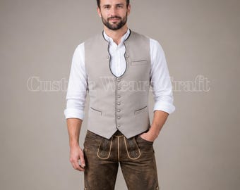 Men's Bavarian Trachten Vest | Traditional German Wool Waistcoat | Oktoberfest Gilet | Alpine Folk Vest | Handmade Heritage