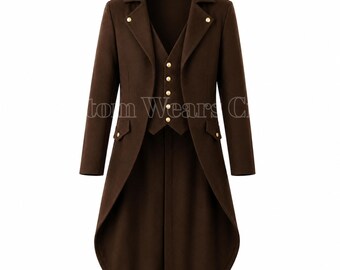 Men's Victorian Gothic Tailcoat Jacket | Steampunk Frock Coat | Gothic Wedding Coat | Vampire Costume | Regency Tailcoat