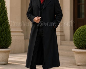 Men's Black Victorian Frock Coat | Tombstone Movie Inspired Long Coat | Old West Western Duster | Gothic Formal Overcoat