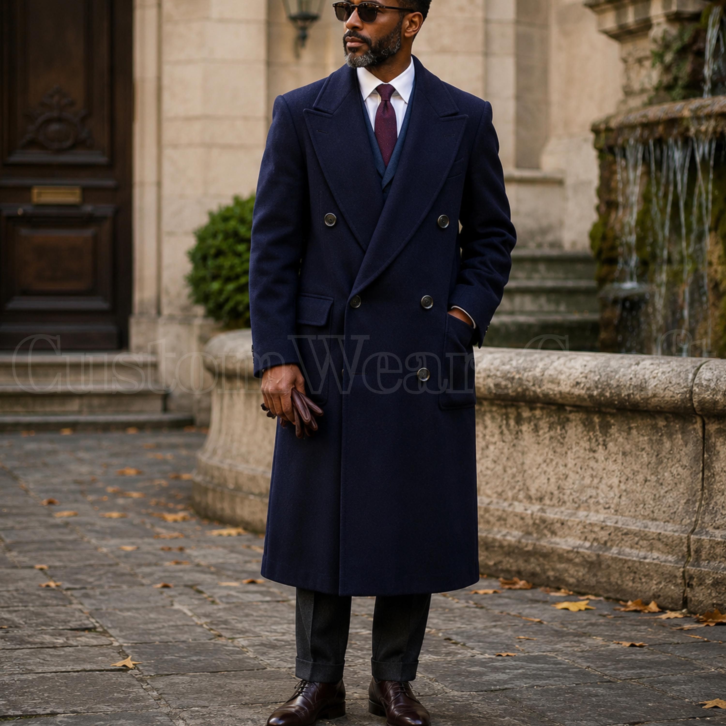 ジャケット・アウター DOUBLELAPELED DOUBLE BREASTED COAT Double Breasted Peak Lapel Wool Overcoat - Etsy