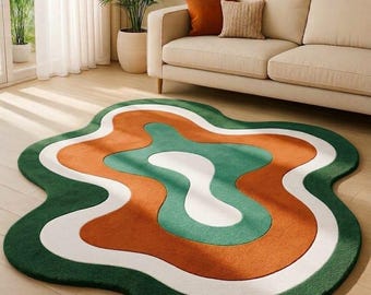 Vibrant Color Palette: A multi-layered design featuring deep forest green, warm terracotta orange, and crisp cream accents.