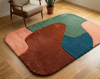 The Retro Look: Mid-Century Modern Abstract Geometric Shag Rug