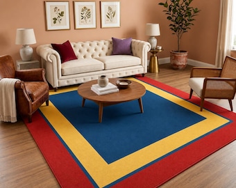 Hand Tufted Color Block Rug, Cotton Wool Blend, Living Room Centerpiece