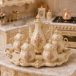 Rococo Dollhouse Coffee Set, 1:12 Scale Miniature Decor (STL Files)