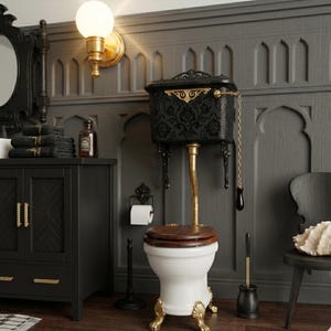 Dollhouse Toilet STL 3D Print Miniature High Cistern Commode 1:12 Scale Victorian Bathroom Decor