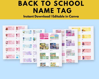 Namnbricka för skolan, Tillbaka till skolan (redigerbar i Canva)