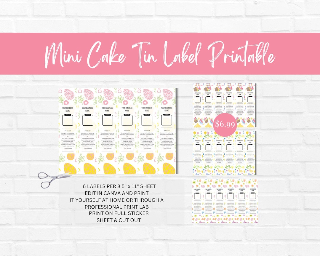 Easter Dessert Label, Bakery Labels Printable Label, Cottage Baking Law ...
