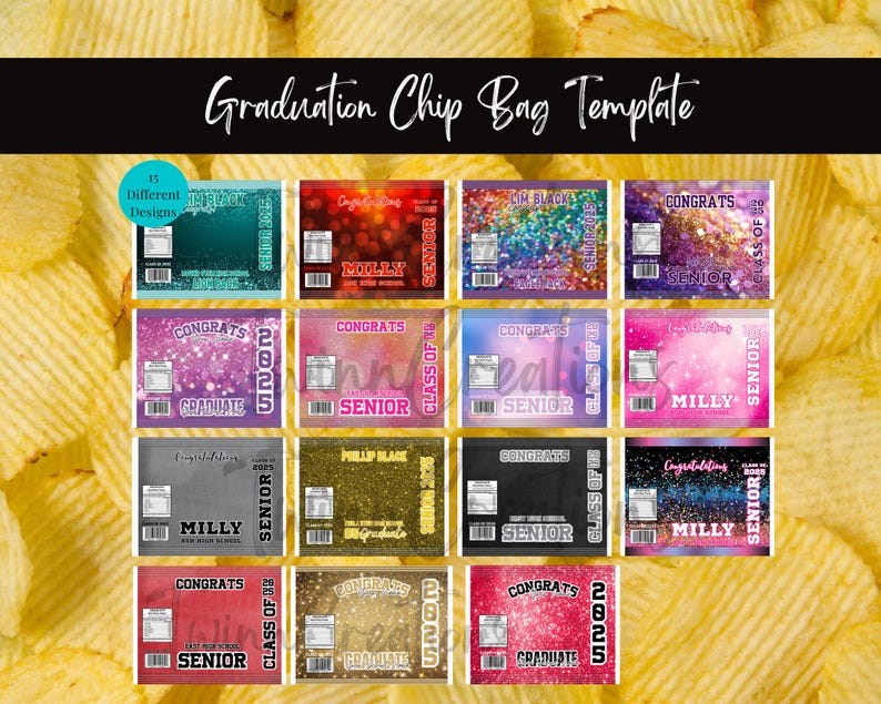 Graduation Chip Bag, Canva Editable, Grad Party Bundle, Class of 2005 ...
