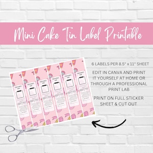 Mini Cake  label , Mini Loaf Baking Pan label, Mini Cake Label, Loaf Pan Label, Packaging Label, Canva Editable  Labels, Cottage Food laws